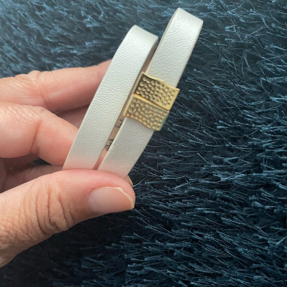 Rustic Cuff White Leather Wrap bracelet